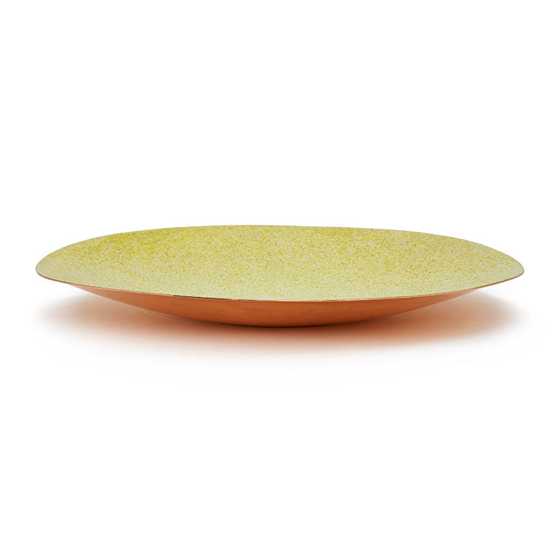 Large Copper and Enamel Bowl - Light Green 1