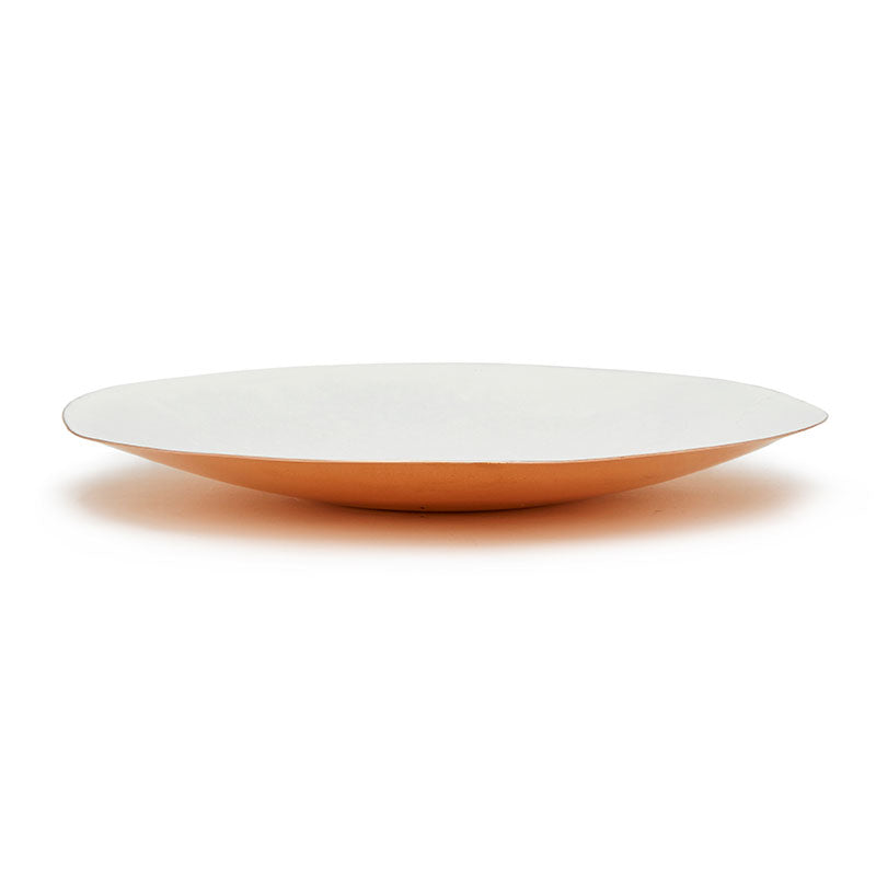 Large Copper and Enamel Bowl - White 1